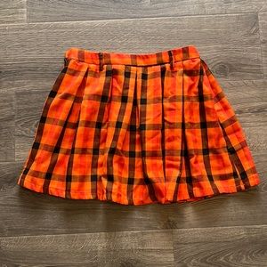 Hot topic orange plaid emo skirt